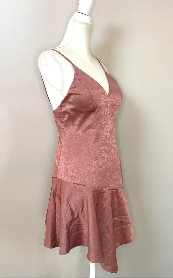 NWT Angel Biba Asymmetrical Dusty Pink satin mini dress size Medium - Image 6