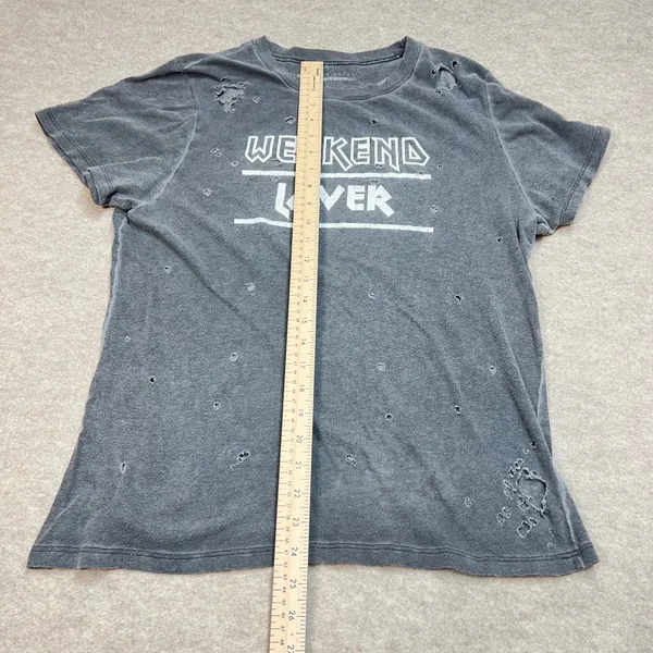 Prince Peter Weekend Lover Distressed Graphic Tee Charcoal Gray Women Medium GUC - Image 5
