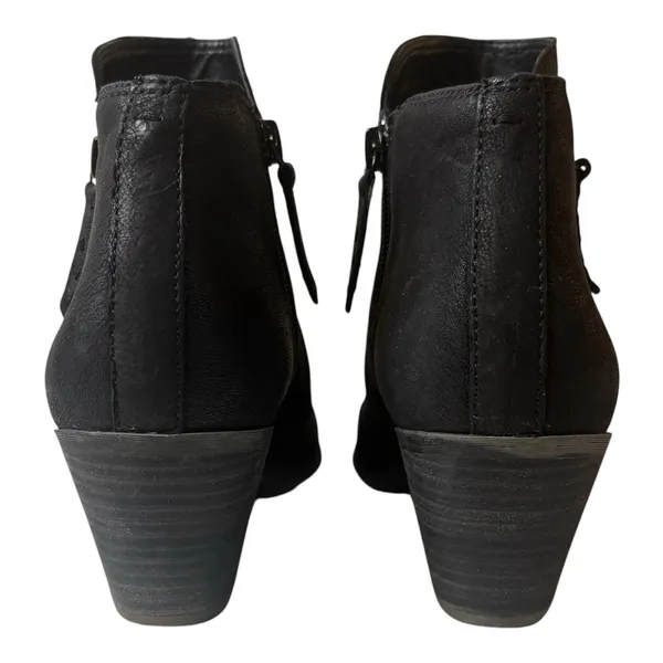 Frye Judith Black Leather Double-Zip Ankle Boots Size 8M Stacked Heel Booties - Image 3