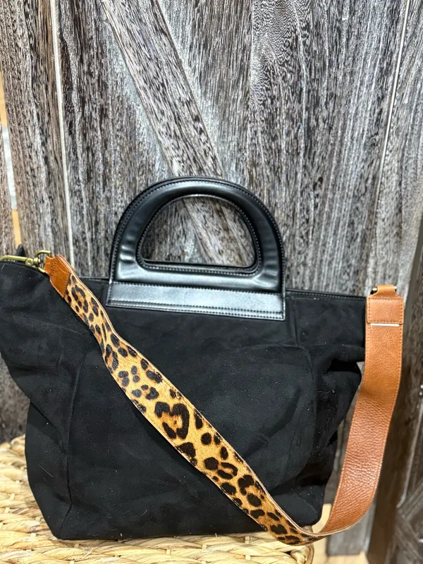 The Anthropologie Prudence Tote Bag with Removable Leopard Crossbody Strap - Image 2