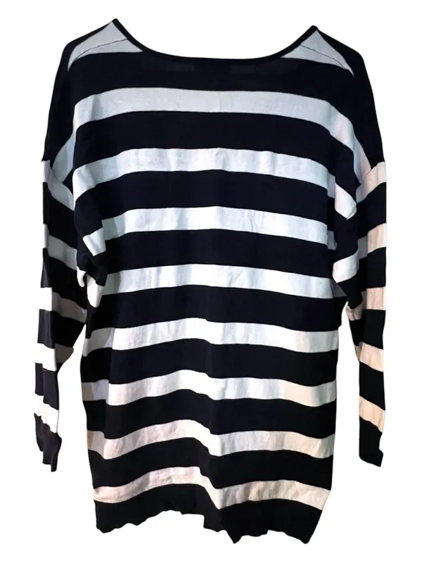 NorthStyle Striped Pullover Sweater Striped Navy White Large - Image 2