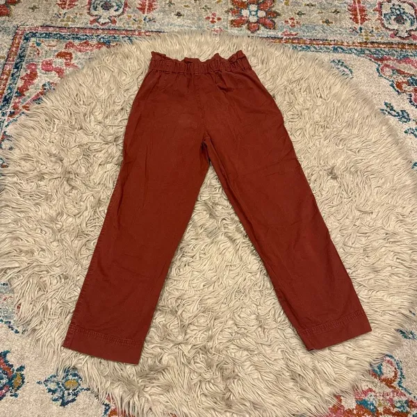 Madewell Paperbag Waist Tapered Leg Pants 2 Rust Red Stretch High Rise Elastic - Image 5