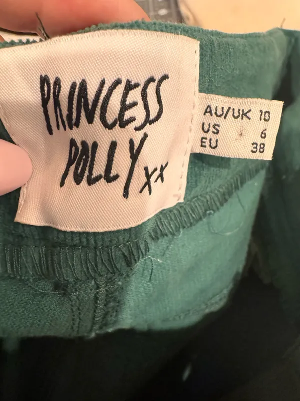 NWT Princess Polly Dark Green Nadia Corduroy Pants Flare Leg High Waist Rise 6 - Image 6