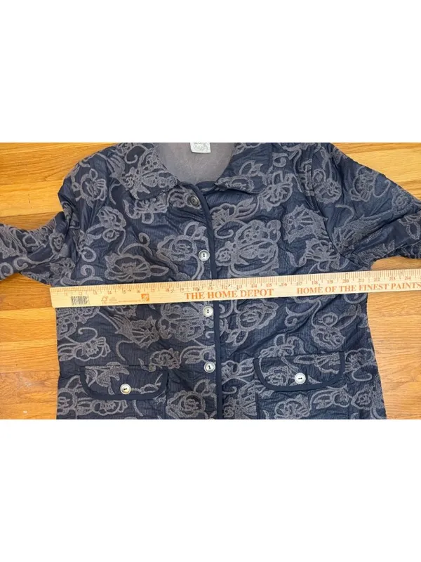 Chenille Embroidered Floral Jacquard Quilted Cottagecore Button Front Jacket Med - Image 7