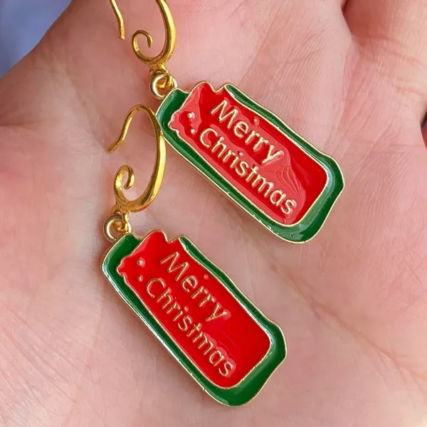 Simple chic retro vintage style “Merry Christmas” earrings✨ - Image 2