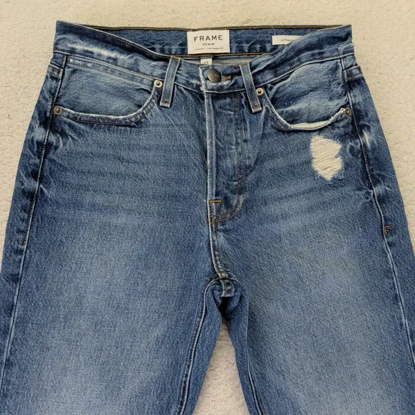 FRAME Le‎ Pegged Jean Bloomfield Distressed High Rise Straight Jeans 24 LPJ385 - Image 3