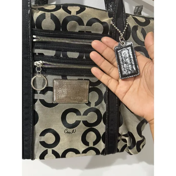 Coach Poppy Signature Black Canvas Double Handle Tote Bag, No. C1020-14530 T - Image 4