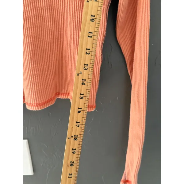 Wild Fable‎ Womens Orange Ribbed Long Sleeve Crop Top Contrast Stitch Size L - Image 6