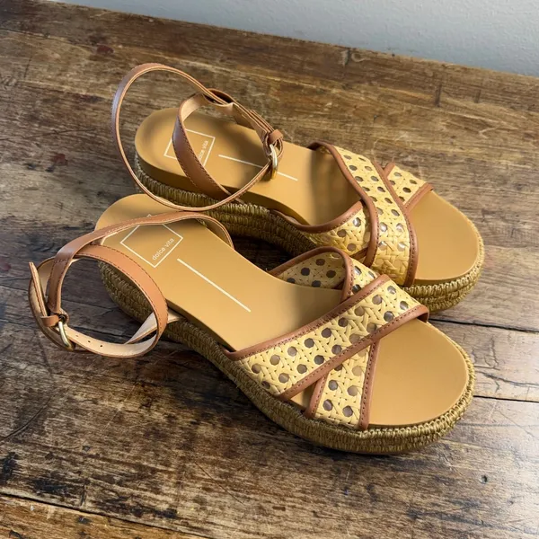 Dolce Vita Wriley Crossband Raffia Woven Demi Wedge Sandals size 9 - Image 3