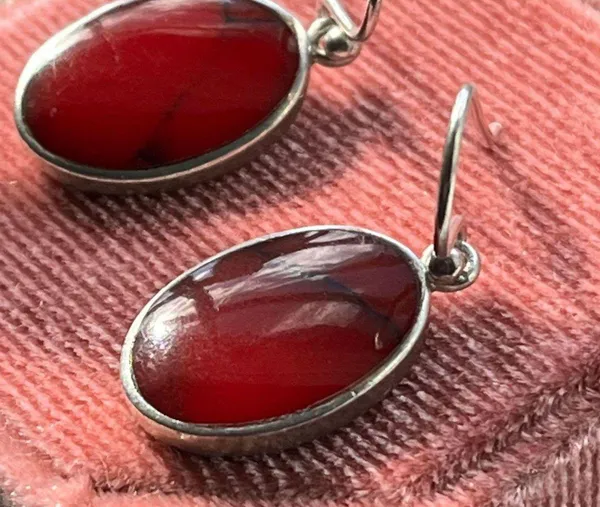 Vintage .925 Red Jasper earrings - Image 3