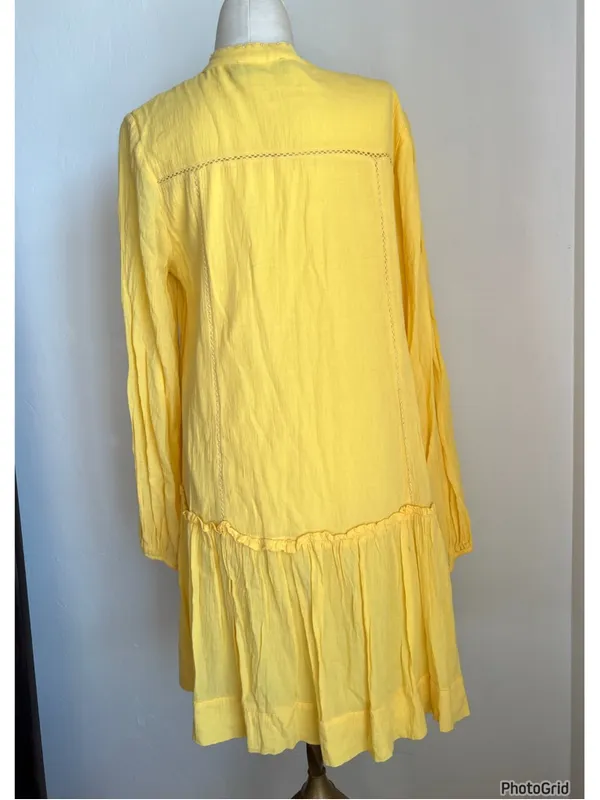 Tuckernuck Pomander Place Yellow Ophelia Beaded Cotton Coverup Dress Boho Small - Image 3