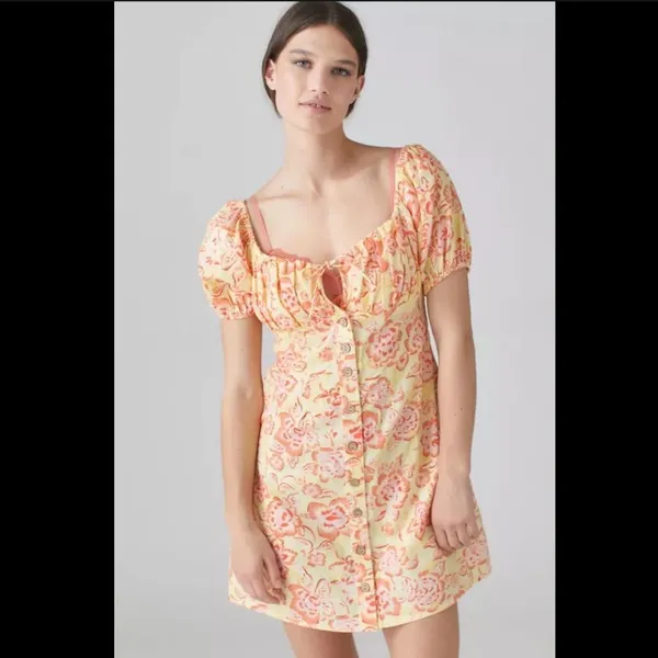 Billabong Far Away Linen Floral Cotton Linen Blend Mini Dress - Image 4