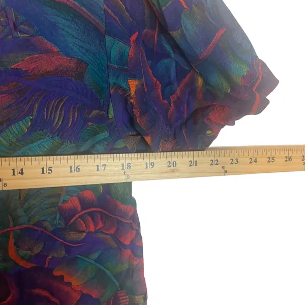 Karen Kane Vintage 90 Women Medium Dark Purple Tropical‎ Floral Blouse - Image 7