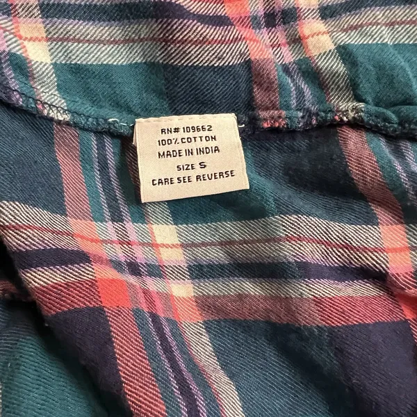 Tulip Blue and Pink Flannel‎ Plaid Dress Size Small S A-line Pockets Artsy - Image 7