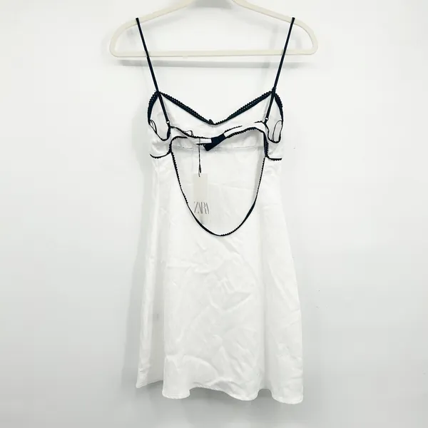 NWT Zara Womens Romantic Coquette Open Back Satin Slip Mini‎ Dress Size M - Image 10