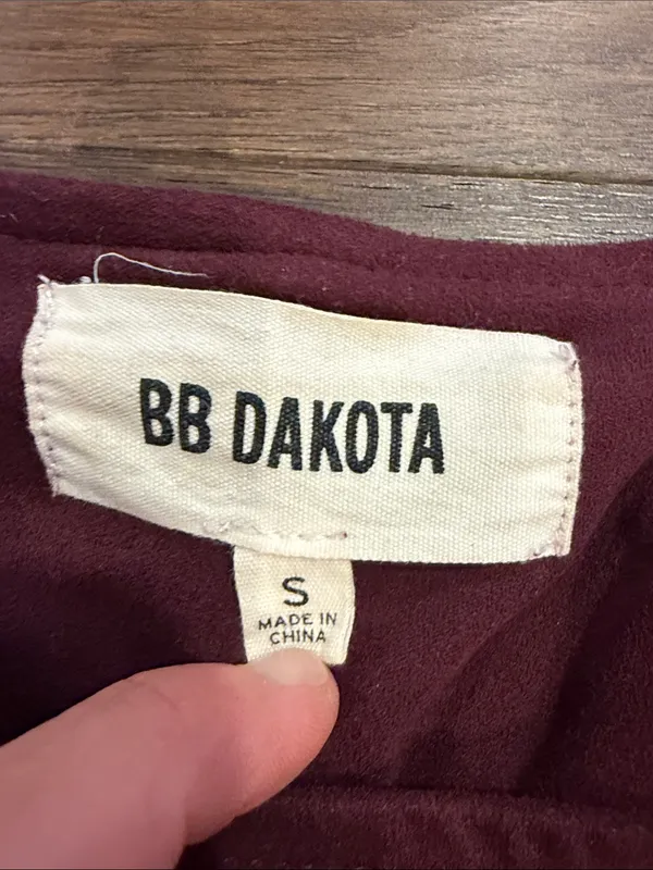 BB Dakota Faux Suede Moto Jacket Burgundy Wine Braided Size Small - C61-122 - Image 3