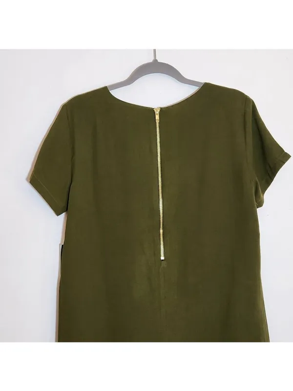 Lulus Olive Green Mini Short Sleeve Shift Dress Size Medium NWT - Image 5