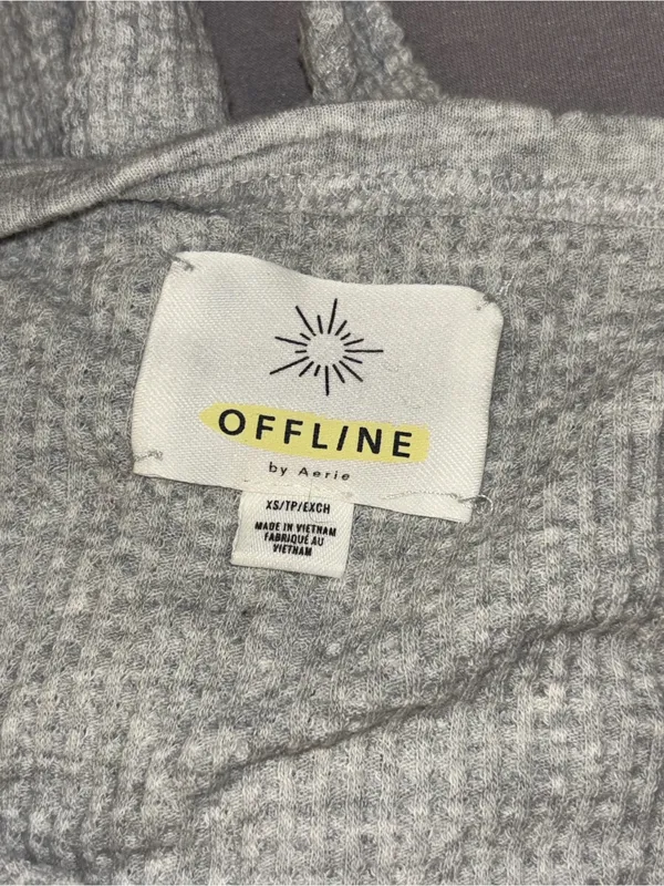 Offline by aerie Women's Light Gray Waffle Henley Long-Sleeve Top XS - Image 4