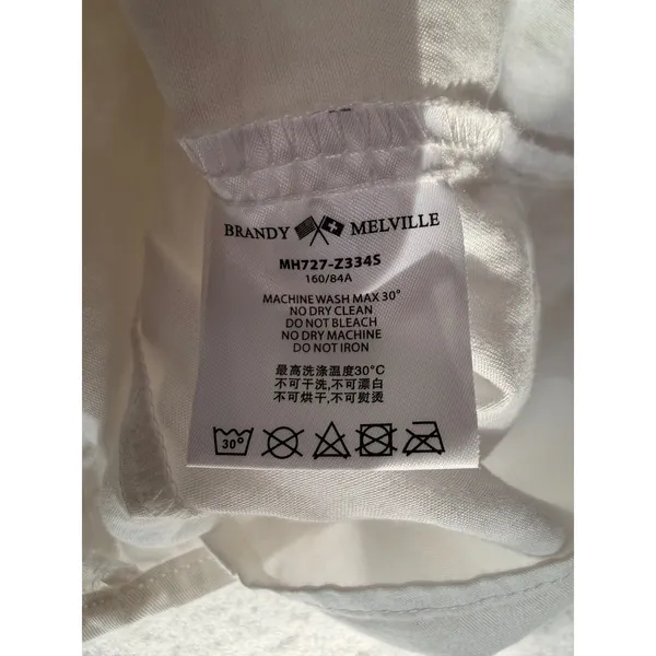 NWT Brandy Melville White Cotton Babydoll Mini Dress Lace Trim Button Front OS - Image 8