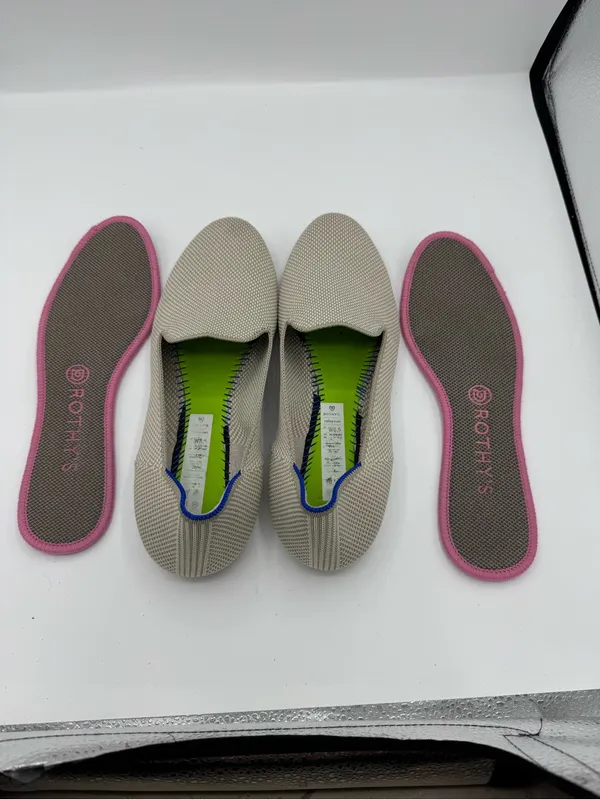 Rothy’s The Loafer Linen Double Stitch Womens Size 8.5 Beige Slip On Flats work - Image 5