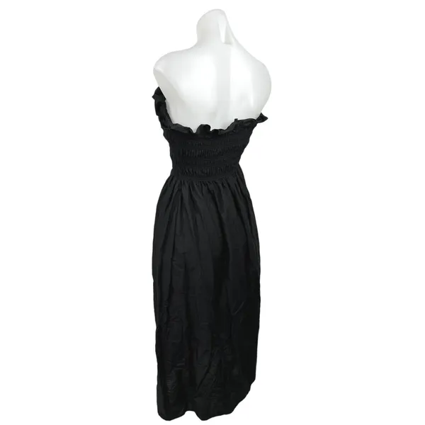 H&M Black Smocked Strapless Ruffle Square Neck A Line Midi Dress Size XXL - Image 2