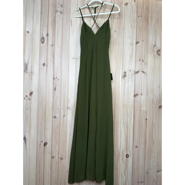 NWT Lulus Marveled Beauty Olive Green Sleeveless Tie-Front Maxi Dress Gala M - Image 7