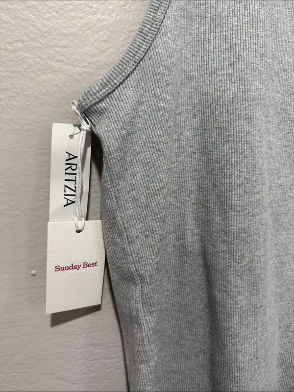 NWT Aritzia Sunday Best Light Gray Ribbed Scoop Neck Tank - Image 8