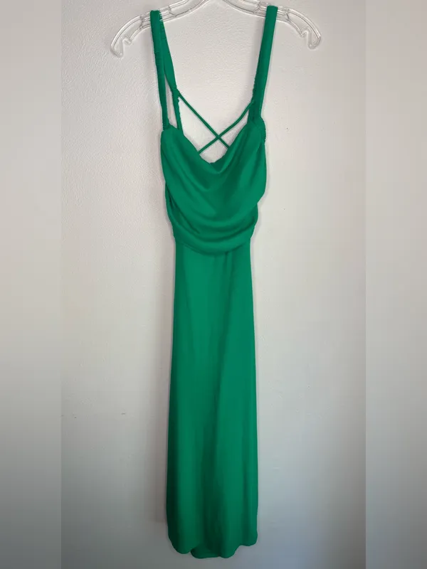 NWT Selfie Leslie Green Square-Neck Ribbed Midi Dress with Side Slit - Image 4