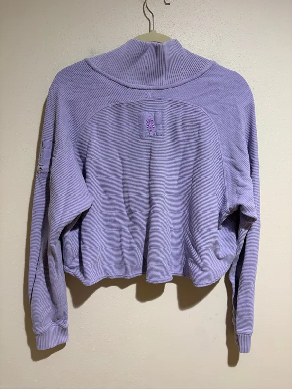 Free People FP Movement So Fly Henley Snap Neck Ribbed Pullover Purple Medium - Image 12