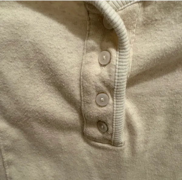 Aerie Cream Long Sleeve Ribbed Henley Bodysuit - Image 4