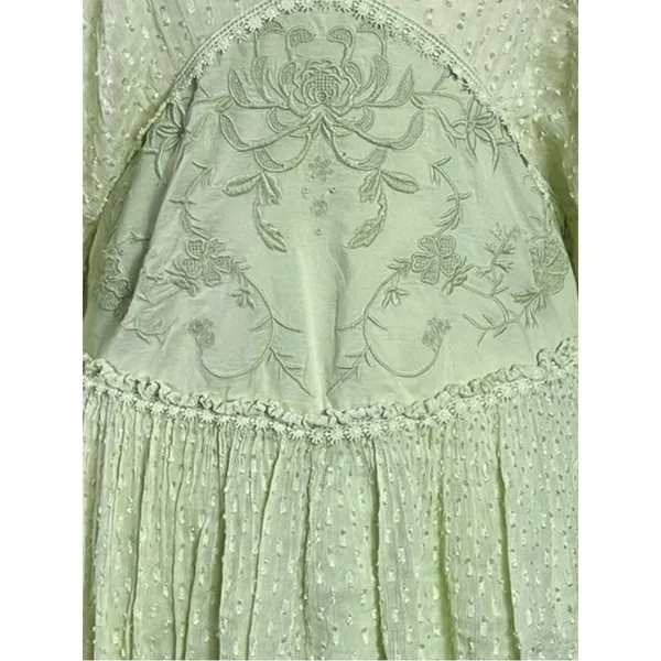 Free People Bohemian Ethereal Cottage Sweet Dreams Mini Dress Frozen Dew Large - Image 11