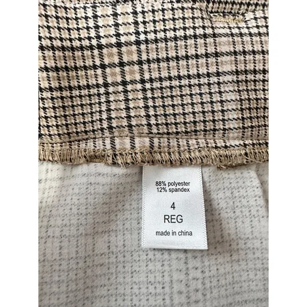 Maurices Women'S Brown tan Plaid Wide Leg Pleated‎ Trousers Size 4 - Image 4