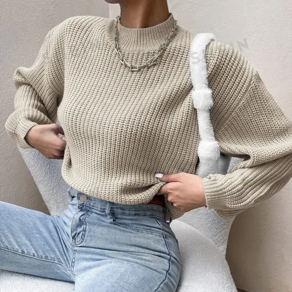 SheIn Mock Neck Drop Shoulder Sweater - Image 6