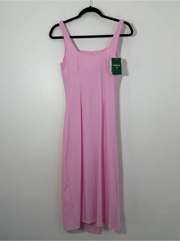 Halara Softlyzero Airy Pink Ruched Midi Dress Size Medium NWT - Image 3