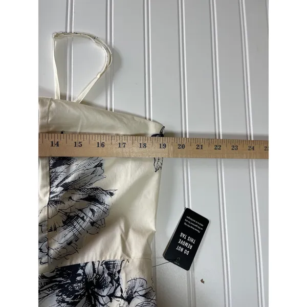Express Womens Floral Tiered Midi Party Date Dress Cream Navy Blue Size L NWT - Image 7