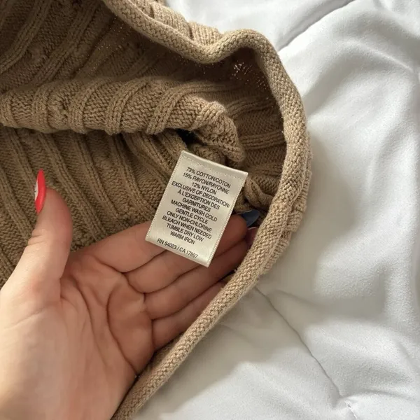 Vintage 90s Y2K Old Navy Brown Sweater Long Sleeve‎ Pockets Womens Size Small - Image 7