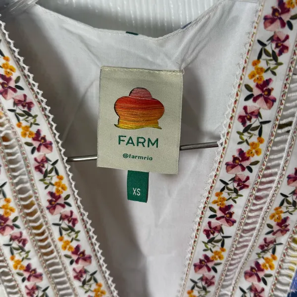 Farm Rio Greek Garden Long Sleeve Plunge Neck Cotton Romper XS - Image 8