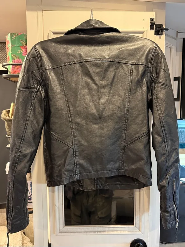 Abercrombie & Fitch Y2K Black Quilted vegan Leather Moto whimsigoth jacket S - Image 3