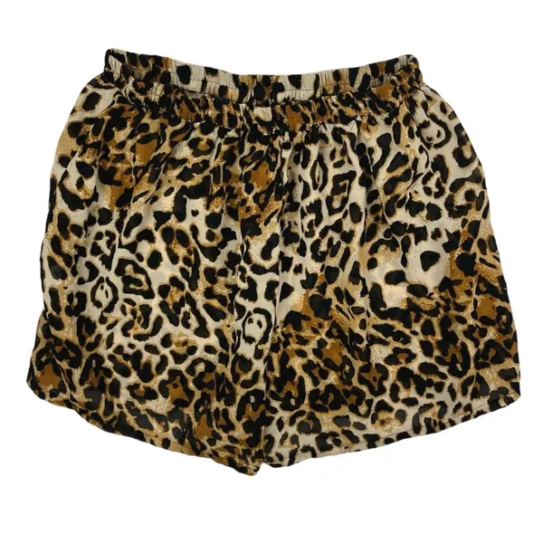 Boohoo Women's Brown Leopard Print High Rise Elastic Waist Mini Shorts Size 14 - Image 2