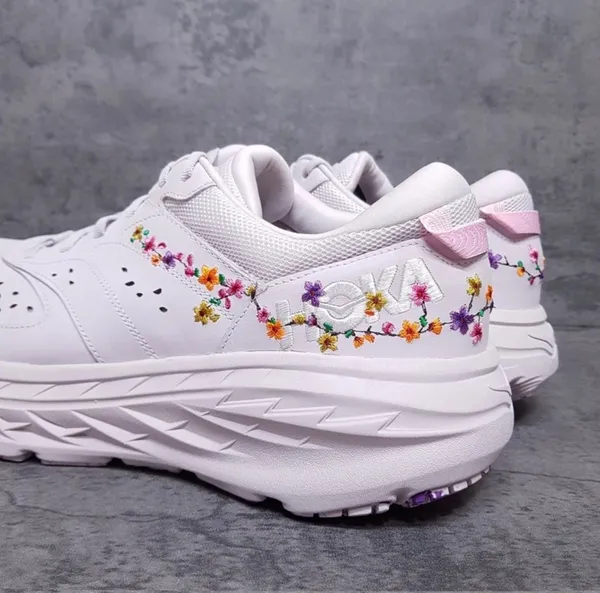 Hoka Bondi L "Vibrant Bloom" – White/Floral Embroidery – New (No Box) - Image 3