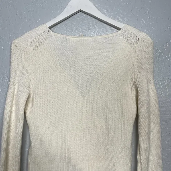 Moth Anthropologie Women XS Cream Faux Wrap Knit Sweater Long Sleeve Balletcore - Image 9