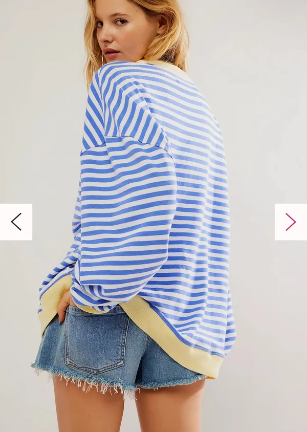 Free People Classic Stripped Oversized Crewneck - Image 3