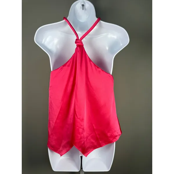 DO+BE Pink‎ Satin Halter Top Barbiecore Coquette Party Going Out Blouse - Image 4