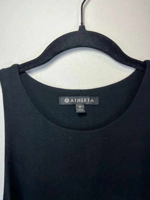 Athleta Santorini High Neck Dress Black Modal UPF 50 Stretch Travel Minimalist M - Image 3