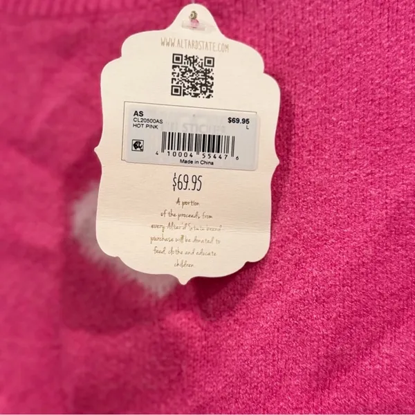 Alter’d State Pink Heart Sweater Size L NWT Cozy Valentine Cottagecore Knit - Image 4