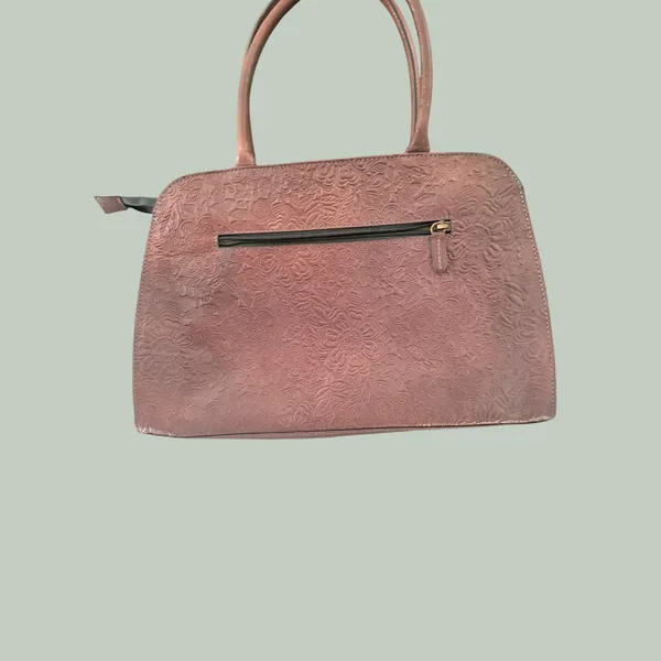 Floral Tooled Leather Satchel Handbag‎ 3D Butterfly Applique Brown Boho Tote - Image 2