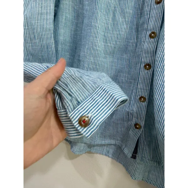 Pilcro and the Letterpress Blue White Pinstripe Cotton Button Up Shirt XS - Image 7