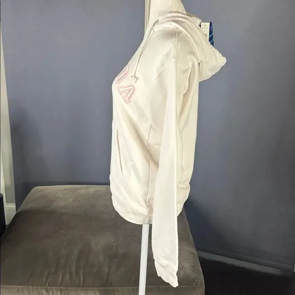 Women’s White Embroidered FLORIDA College Drawstring Hoodie Size S NEW - Image 5
