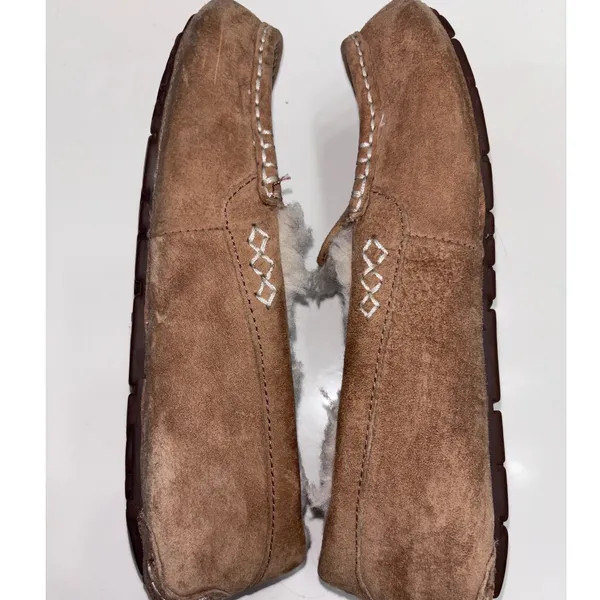 UGG Ansley Chestnut Suede Wool Lined Moccasin‎ Slippers Womens 8 3312 - Image 4