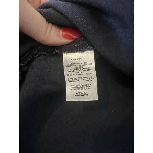 LOFT Plus Chambray Ruffle‎ Trim Blouse Top Size 14 Night Sky - Image 5